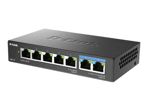 D-Link DMS 107 - Switch - unmanaged - 5 x 10/100/1000 + 2 x 2.5GBase-T - desktop, montaggio a parete